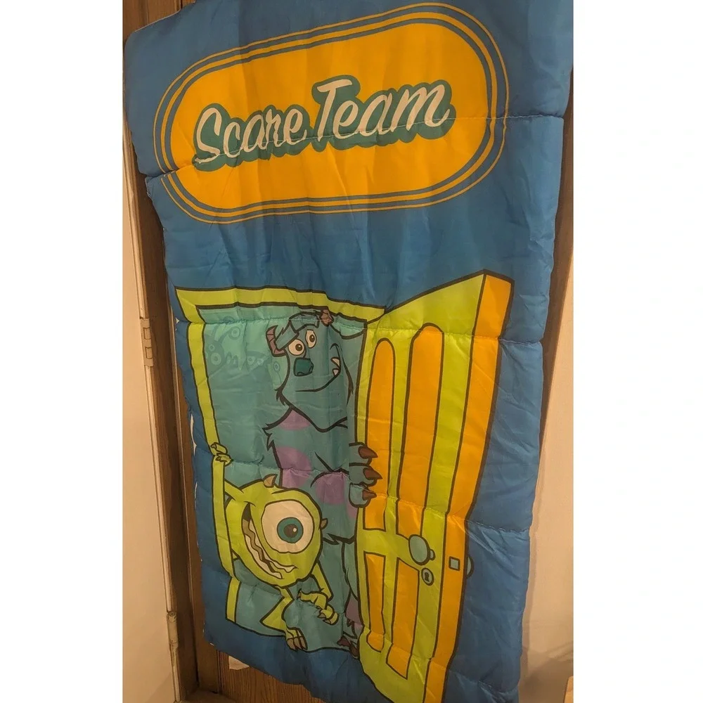VTG Disney Pixar Monsters Inc Scare Team Sleeping Bag Sulley Mike Wazowski 57x30